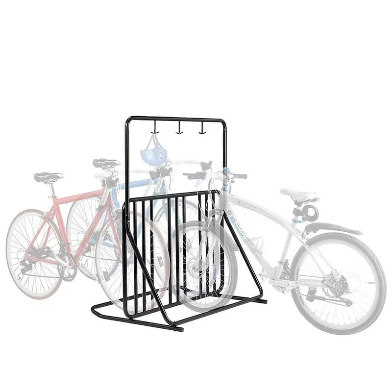 Multi-Bike Parking Rack with Gear Hooks — view 2