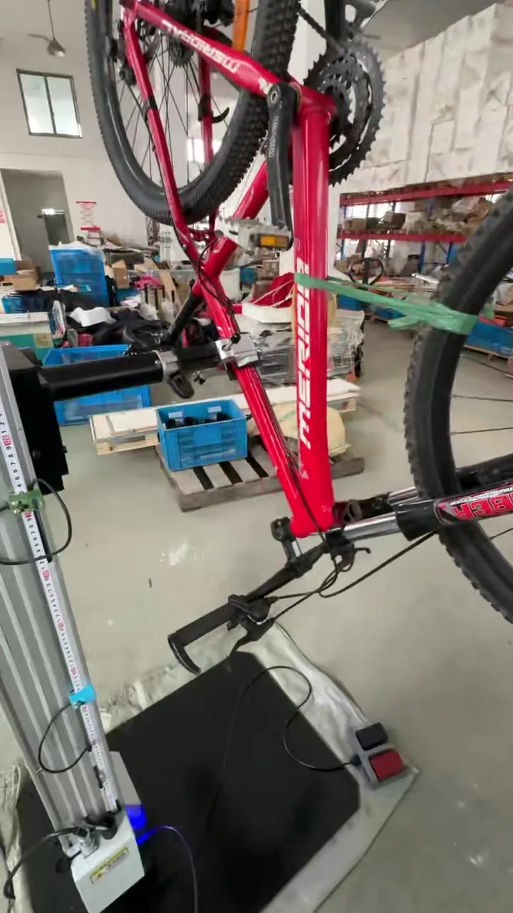 Rotatable clamp demonstration — the bike turns to any working angle