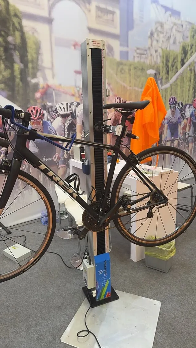 Wheel truing machine with bike at China Cycle 2025, Shanghai